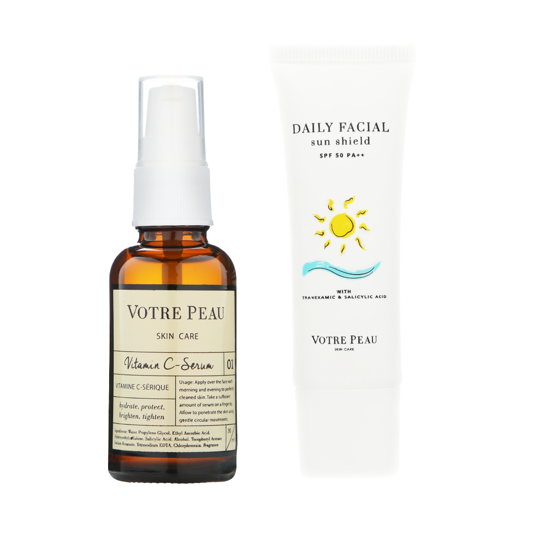 Vitamin C Serum + Sun Shield SPF 50 PA++