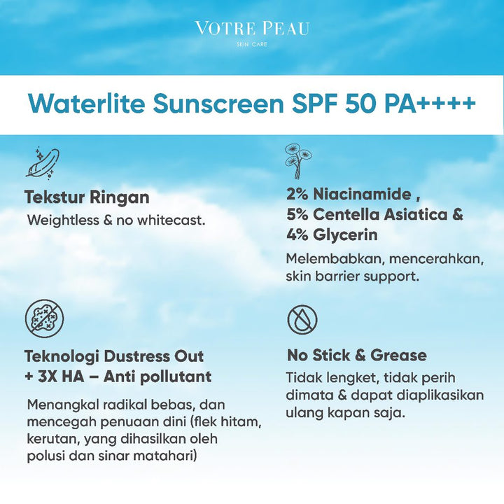 Votre Peau Combo : Water Lite Sunscreen SPF 50PA++++ & Niacinamide 30ml