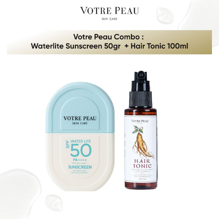 Votre Peau Combo : Water Lite Sunscreen SPF 50PA++++ & Hair Tonic 100ml