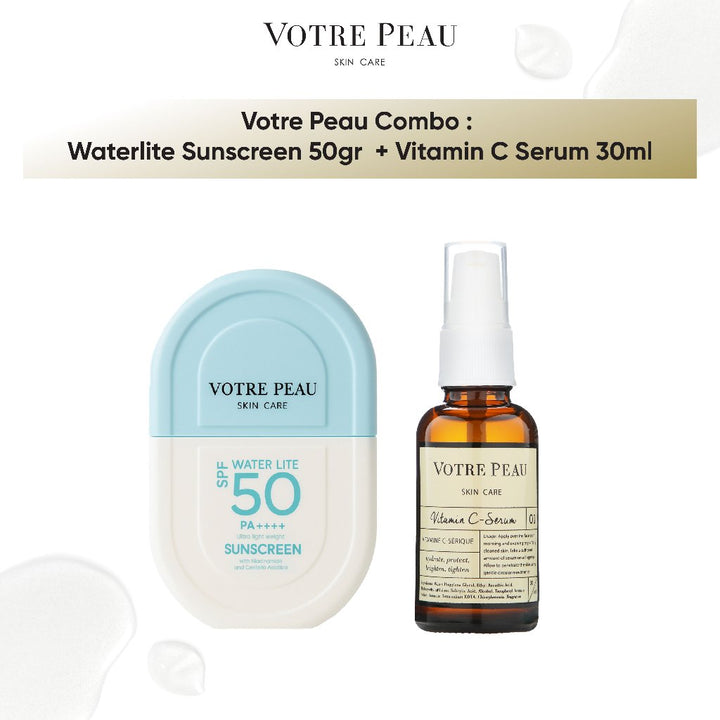 Votre Peau Combo : Water Lite Sunscreen SPF 50PA++++ & Vitamin C Serum 30ml