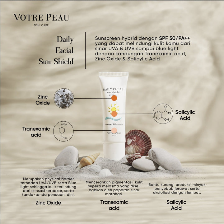 Pack of 2 - Votre Peau Skin Care Daily Facial Sun Shield SPF 50 PA ++ 30ml