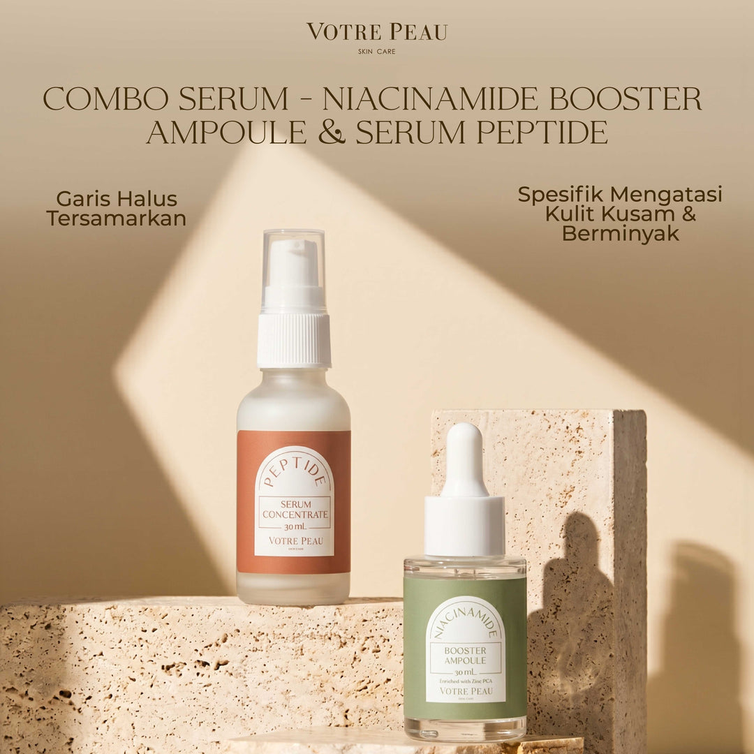 Votre Peau Combo Serum : Niacinamide Booster Ampoule & Serum Peptide Anti Jerawat dan Anti Aging Penuaan
