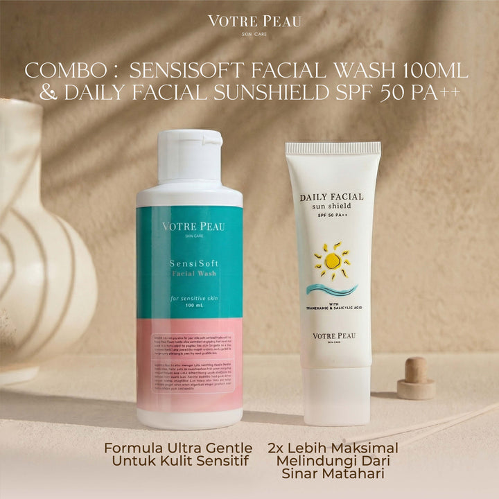 Votre Peau Combo : Daily Facial Sunshield & Sensisoft 100ml