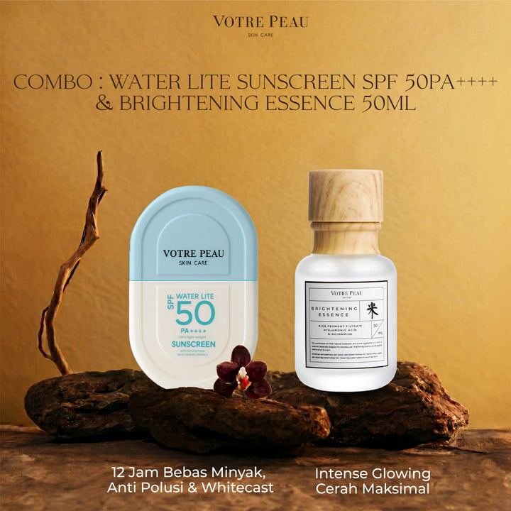 Votre Peau Combo : Water Lite Sunscreen SPF 50PA++++ & Brightening Essence 50ml